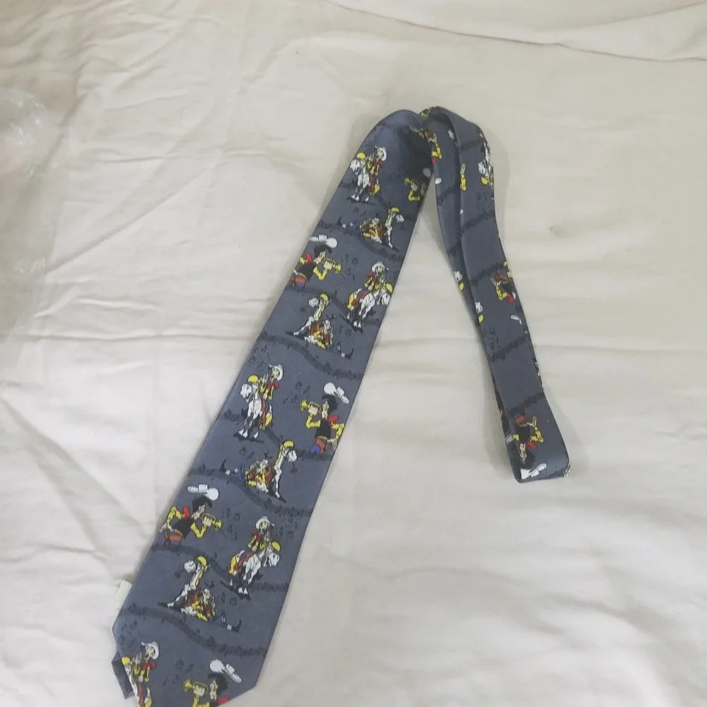Lucky Luke Cartoon Necktie Mens OS Blue Excellent Cowboy Jolly Jumper Novelty